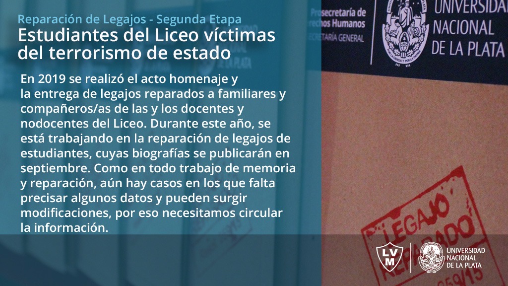 Segunda etapa de la Reparación de Legajos: Estudiantes del Liceo ví­ctimas del terrorismo de estado